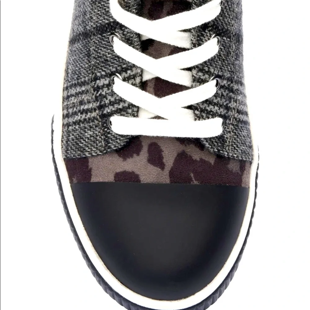 Jessica Simpson Animal Print Black & White Mix Textile Platform High Top Sneaker - Picture 3 of 8